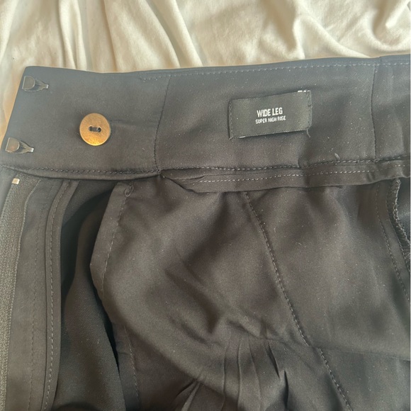 Express Wide Leg Super High Rise Black Satin Pants - Picture 4 of 6